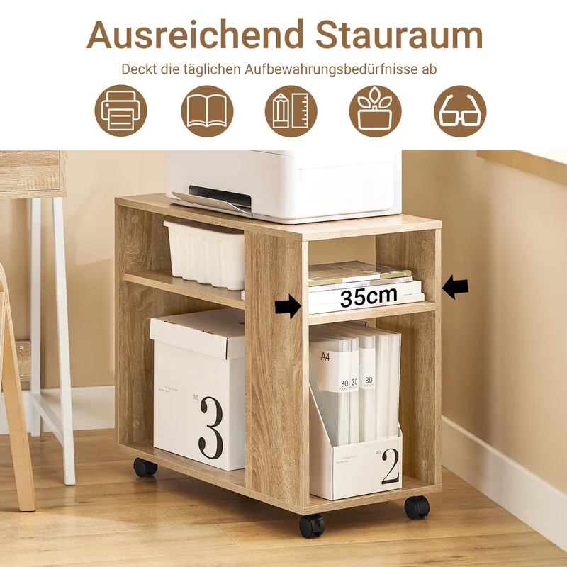 SoBuy | Beistelltisch mit Rollen | Druckertisch | Couchtisch Holz | FBT34-N