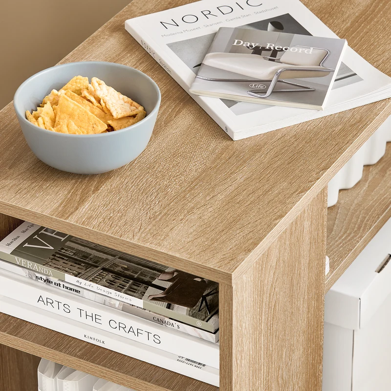 SoBuy | Beistelltisch mit Rollen | Druckertisch | Couchtisch Holz | FBT34-N