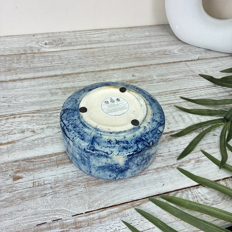 Paju Blumentopf 17cm Mandy Blau Weiß Marmoriert Übertopf Pflanzgefäß Deko