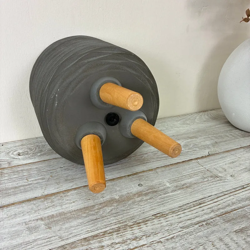 Decoris Blumentopf 32cm Grau Keramik Holz Übertopf Deko