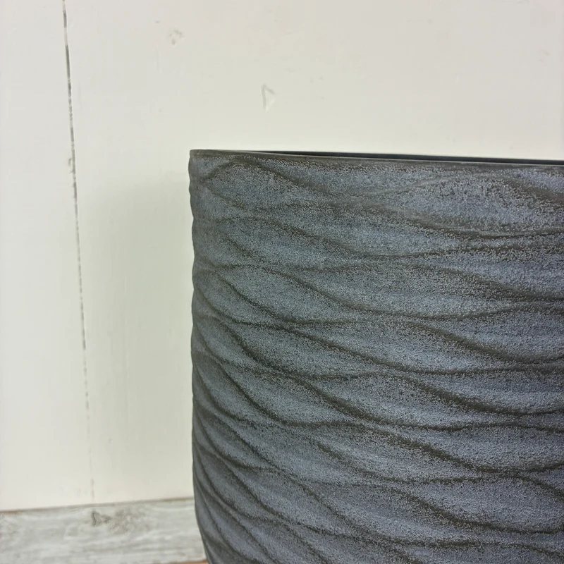 Decoris Blumentopf Groß 38cm Grau Keramik Holz Übertopf Deko