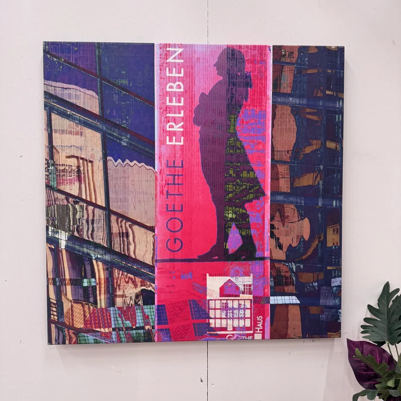 Wandbild 90x90 - Goethes Frankfurt Pink - Fotodruck auf Leinwand Gebraucht