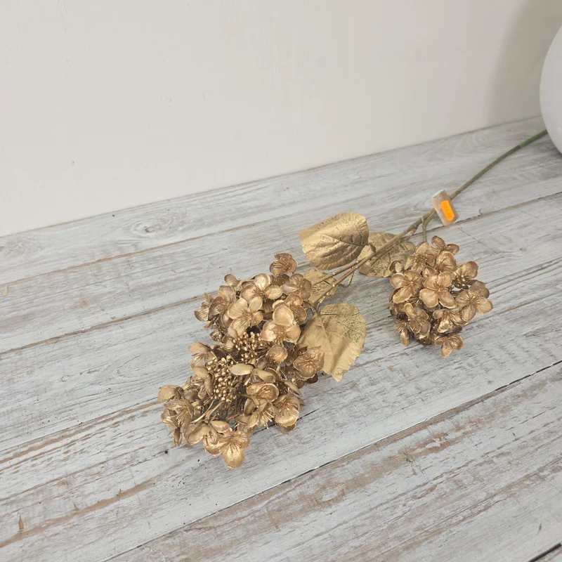 Künstliche Blume Hortensie 88cm Gold Deko