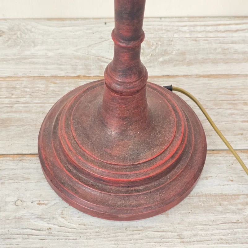 Große Tischlampe Holz Rotbraun Lampe Gebraucht vintage