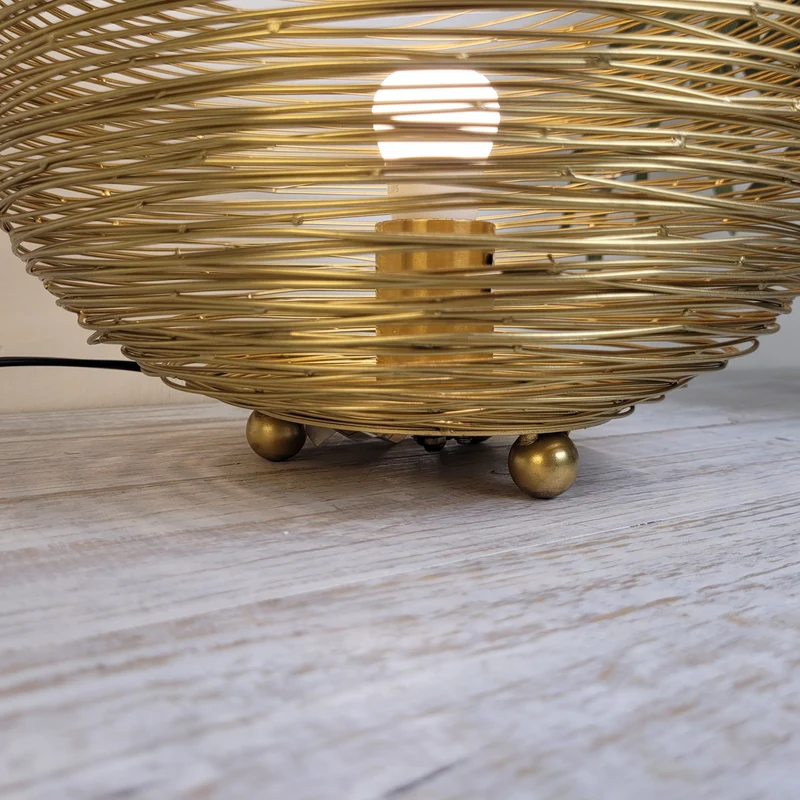PTMD Andres Tischlampe Kugel Gold Metall Tischleuchte Draht
