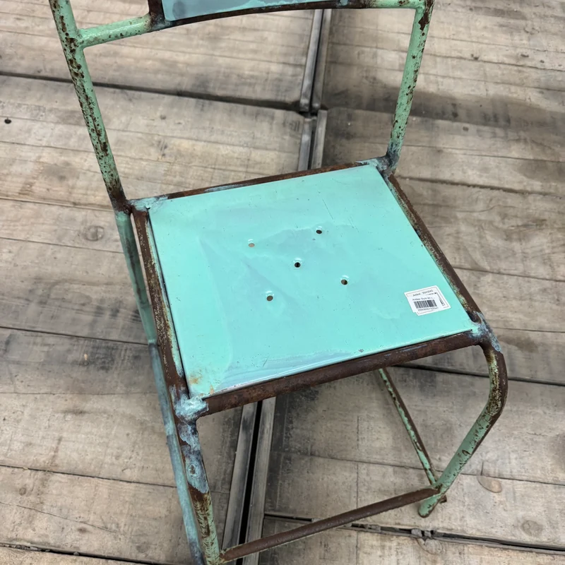 Vintage Stuhl Hellgrün Metall Industrial Shabby Chic Gebraucht