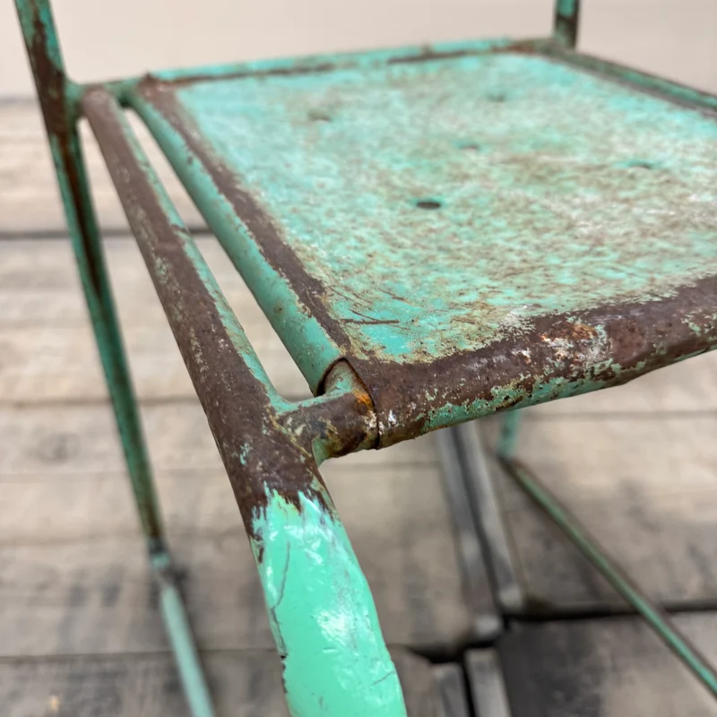 Vintage Stuhl Minz Grün Metall Industrial Shabby Chic Gebraucht