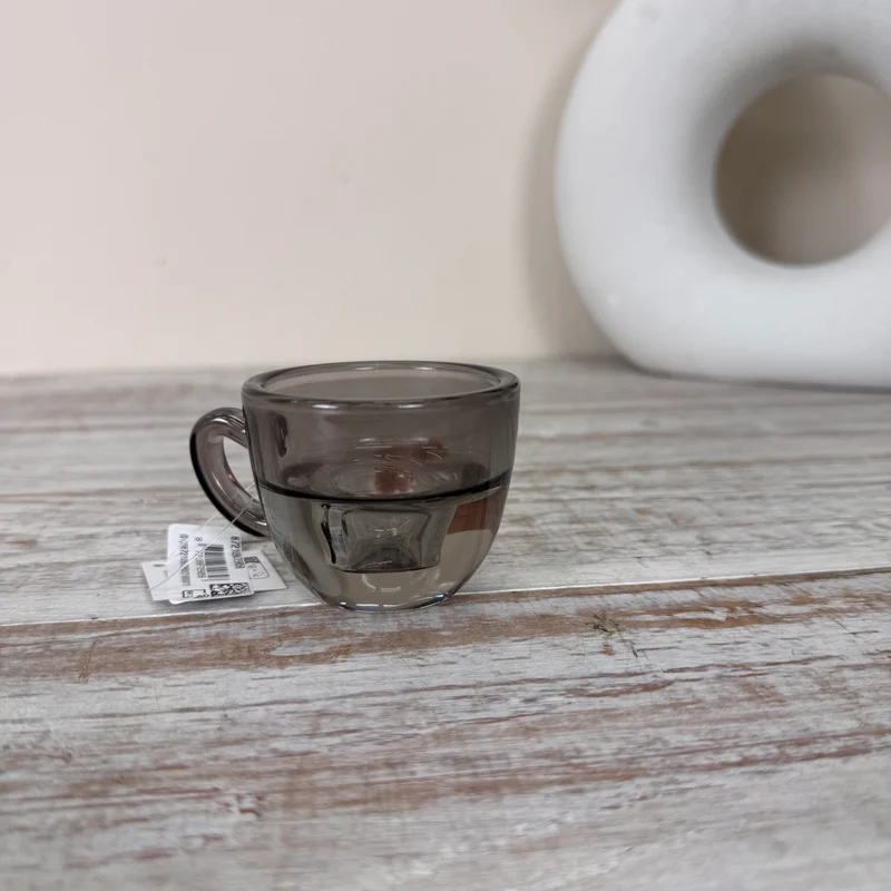 Kerzenhalter Grau 8cm Tassenform Glas Kerzenständer Deko