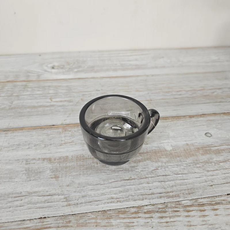 Kerzenhalter Grau 8cm Tassenform Glas Kerzenständer Deko