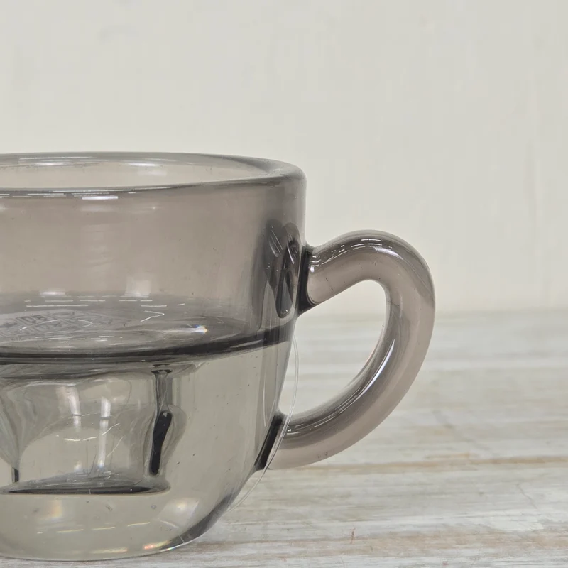 Kerzenhalter Grau 8cm Tassenform Glas Kerzenständer Deko