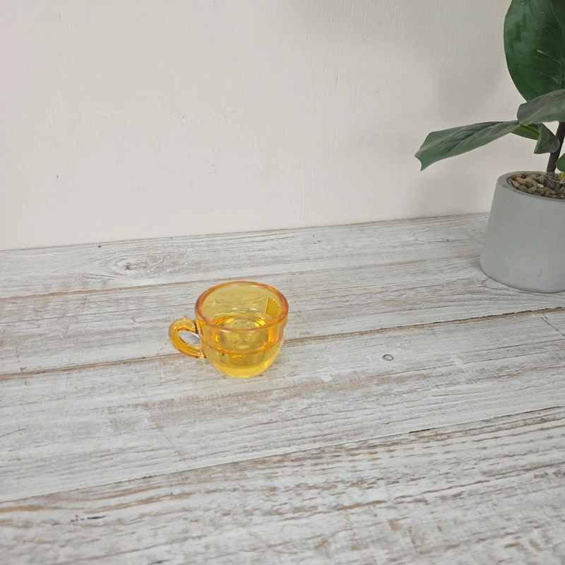 Kerzenhalter Bernstein Gelb 8cm Tassenform Glas Kerzenständer Deko