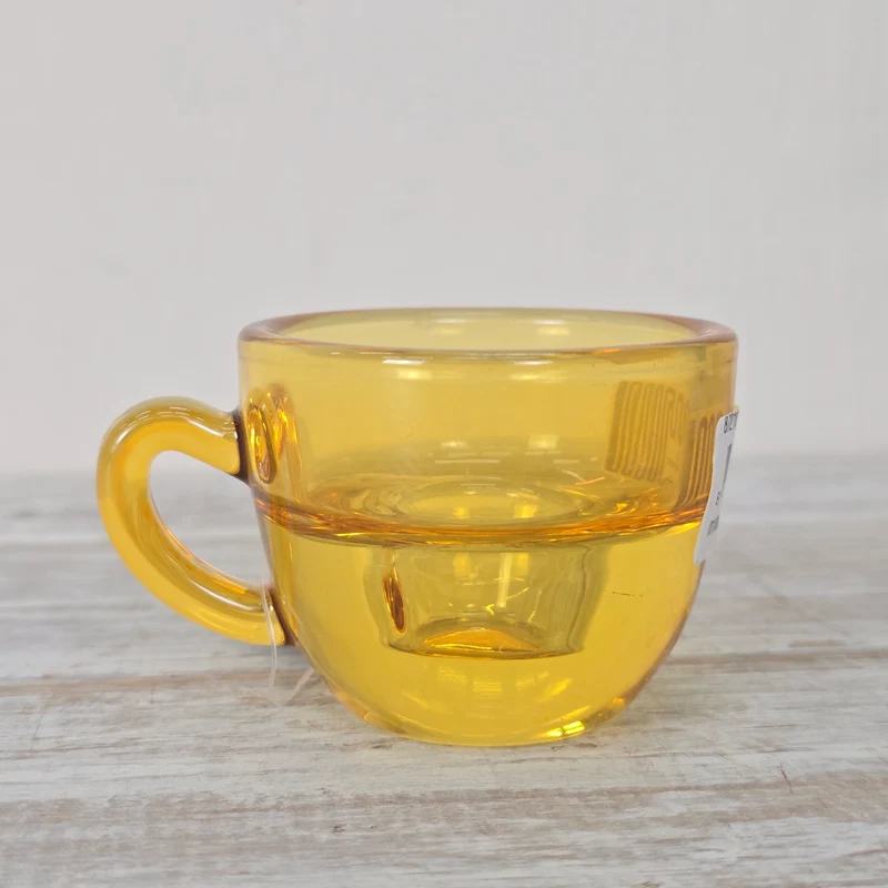 Kerzenhalter Bernstein Gelb 8cm Tassenform Glas Kerzenständer Deko