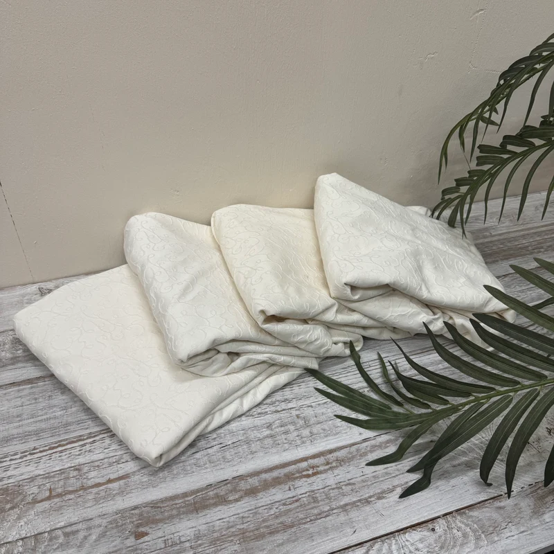 Set 4x Stuhlhusse Weiß Gebraucht Textil Bezug Armlehnstuhl
