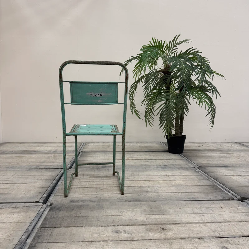 Vintage Stuhl Minzgrün Metall Industrial Shabby Chic Gebraucht