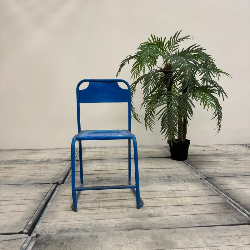 Vintage Stuhl Blau Metall Industrial Shabby Chic Gebraucht