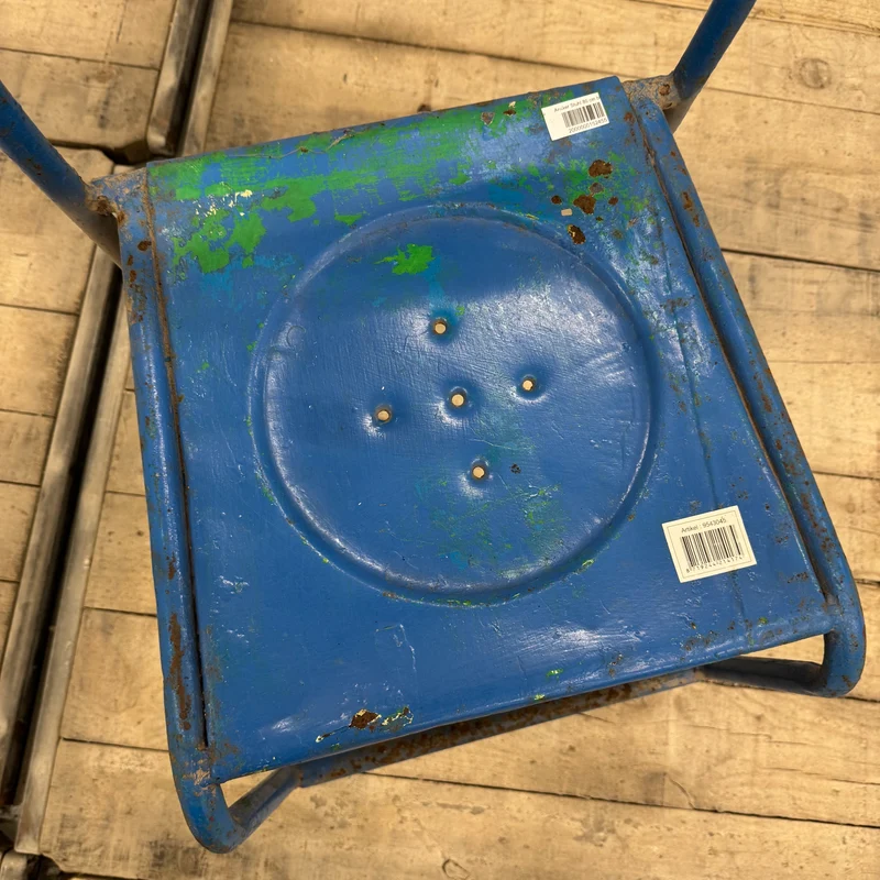 Vintage Stuhl Blau Metall Industrial Shabby Chic Gebraucht