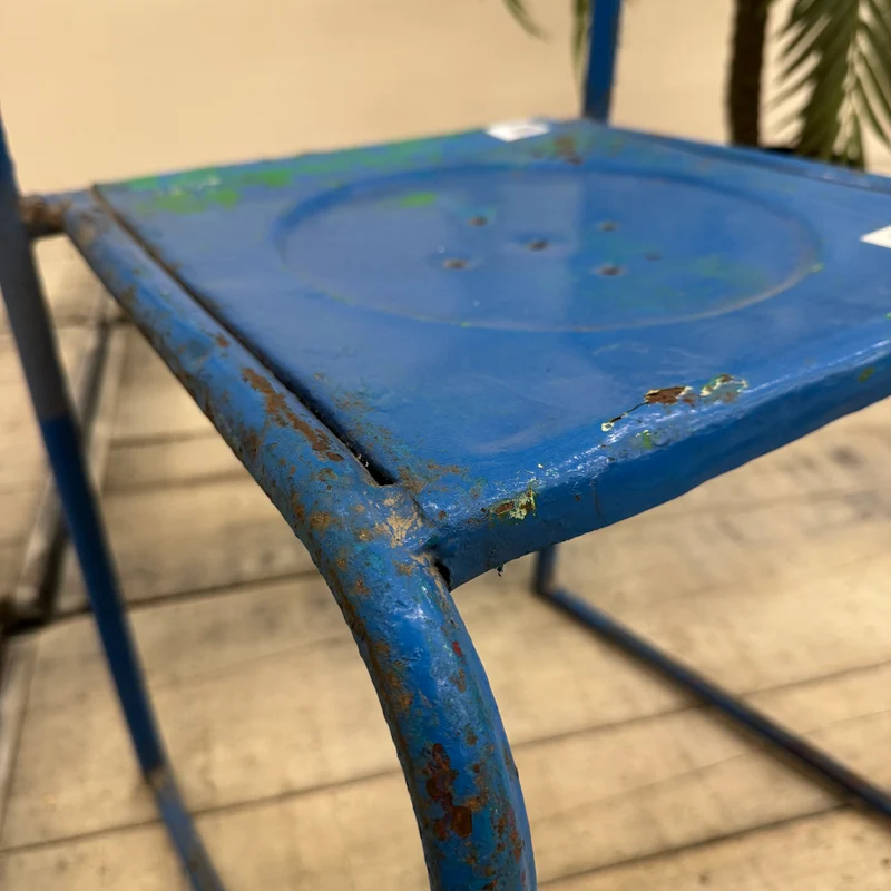 Vintage Stuhl Blau Metall Industrial Shabby Chic Gebraucht