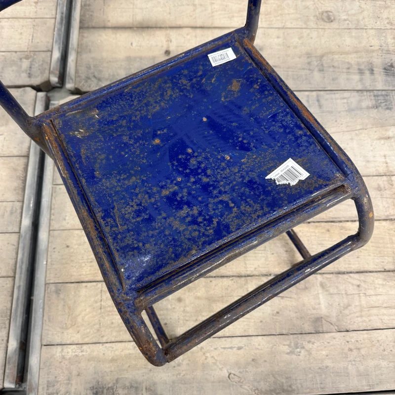 Vintage Stuhl Dunkelblau Metall Industrial Shabby Chic Gebraucht