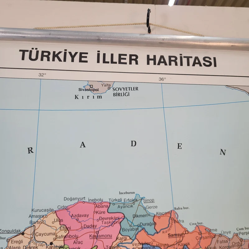 Vintage Schulwandkarte Türkei Türkiye İller Haritası – Lehrtafel Rollbild Wanddeko