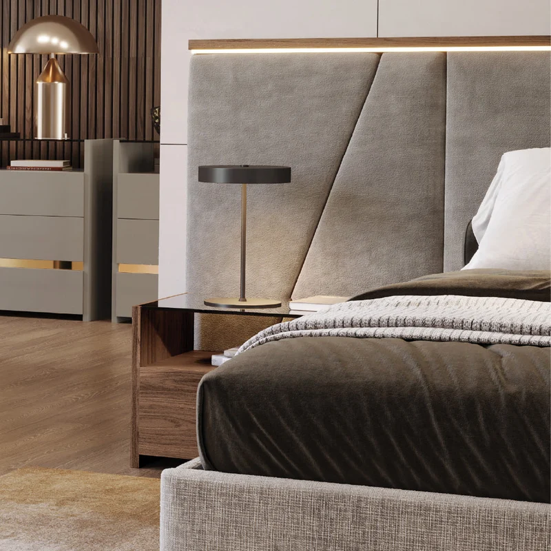 Evanyrouse Kugha Bett mit geschlossener Basis