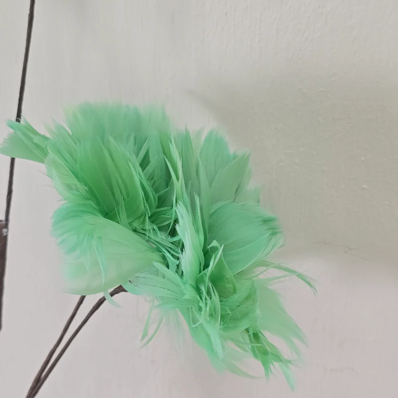 Federblume Grün 85cm mit Blüten Kunstzweig Deko