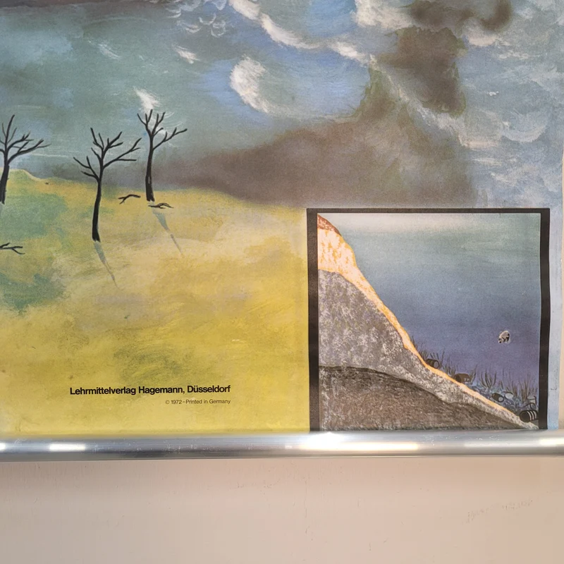 Vintage Schulwandkarte Bedrohte Umwelt – Lehrtafel Rollbild Wanddeko