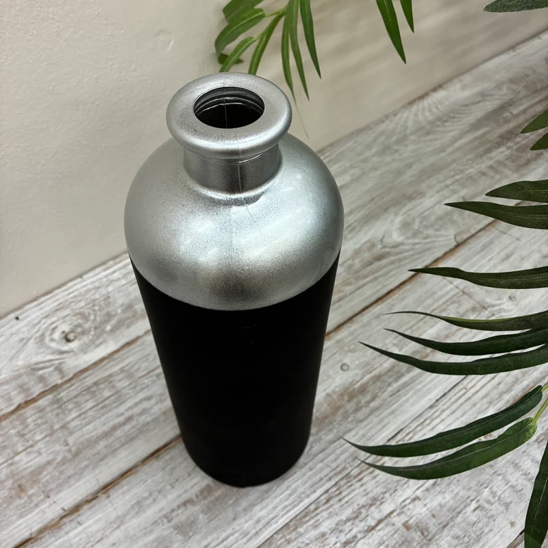 Countryfield Vase Silber Schwarz Matt Design Deko 33cm