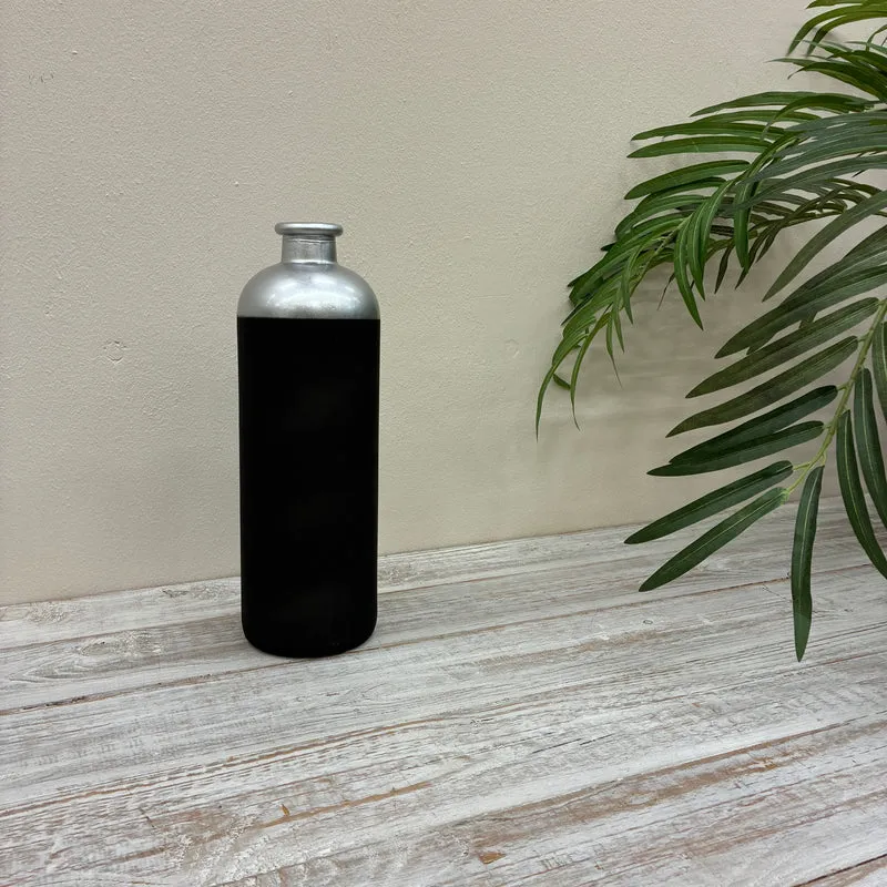 Countryfield Vase Silber Schwarz Matt Design Deko 33cm
