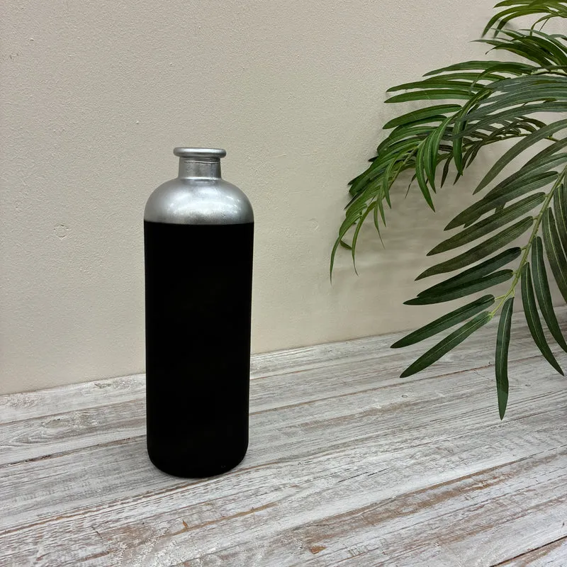 Countryfield Vase Silber Schwarz Matt Design Deko 33cm