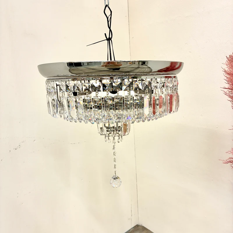 Kronleuchter Deckenlampe Chrom Glas Prismenbehang Pendelleuchte Lampe