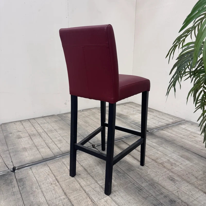 Barhocker Barstuhl Bordeaux Rot Kunstleder Fußstütze Gebraucht