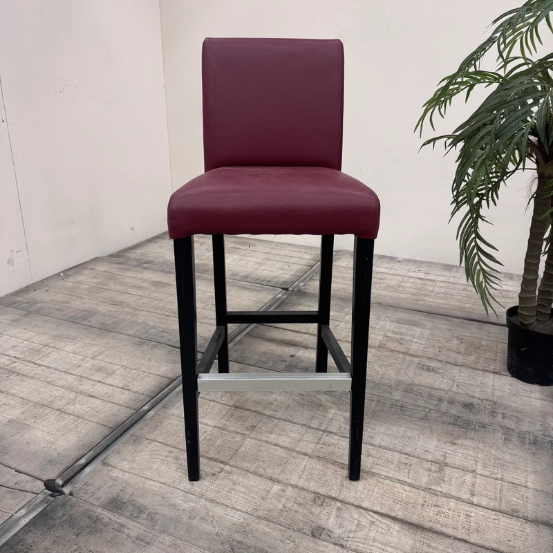 Barhocker Barstuhl Bordeaux Rot Kunstleder Fußstütze Gebraucht