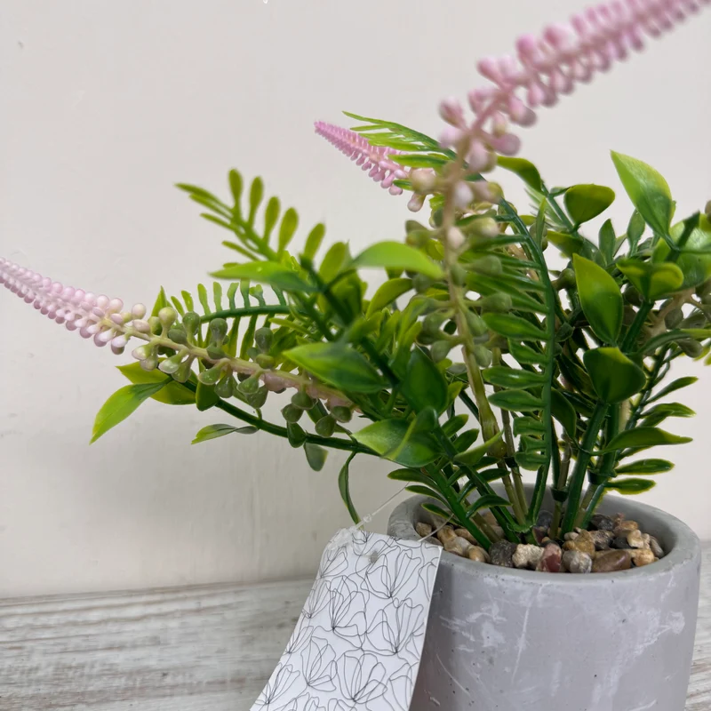 Künstliche Pflanze Lavendel im Zementtopf Deko Blume Rosa