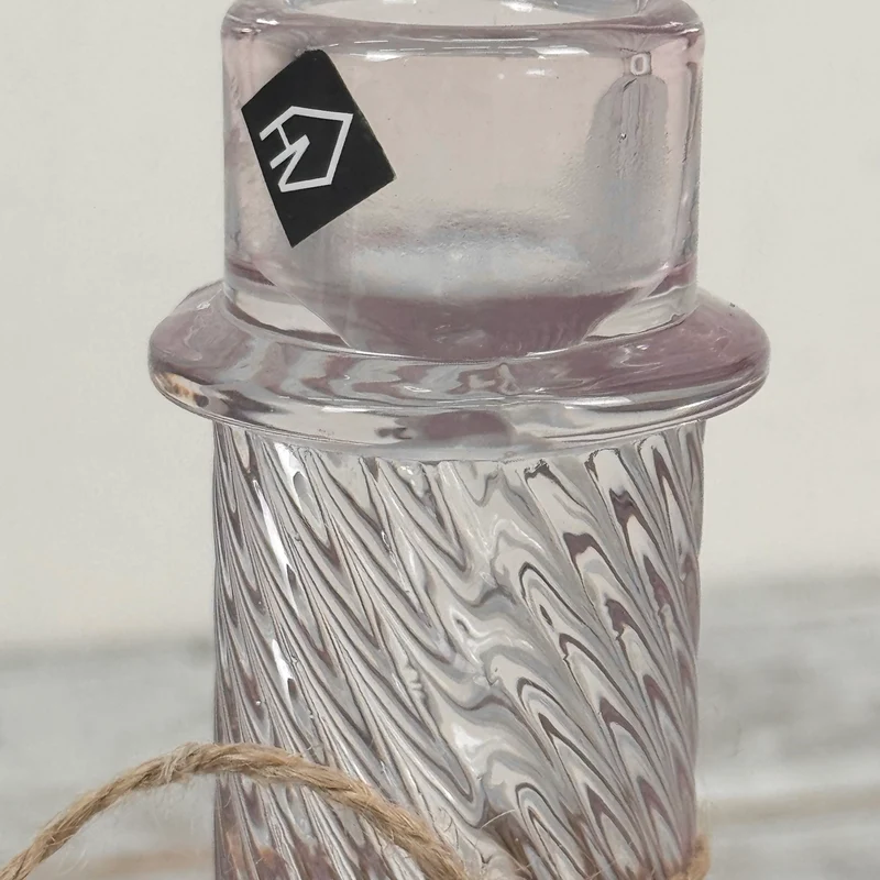 Kerzenhalter Stabkerzenhalter Glas Rosa Twist Vintage Deko Kerzenständer