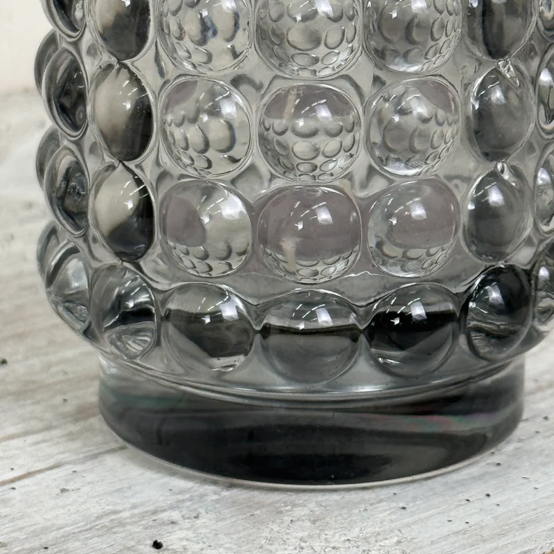 Housevitamin Teelichthalter Windlicht Glas Grau Noppen-Design Kerzenhalter Deko