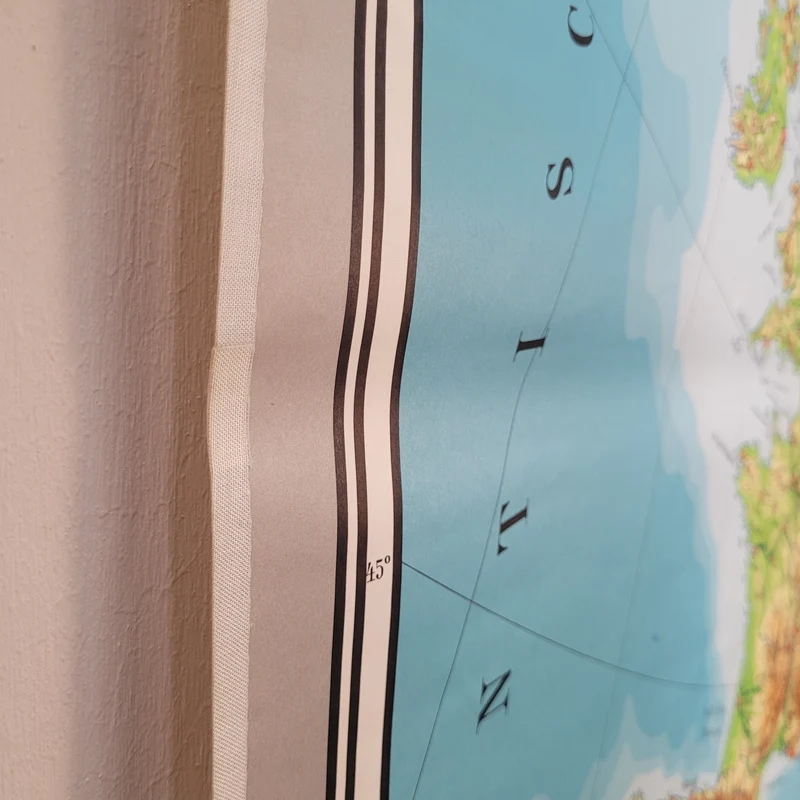 Vintage Schulwandkarte Europa Bodenverhältnisse – Lehrtafel Rollbild Wanddeko