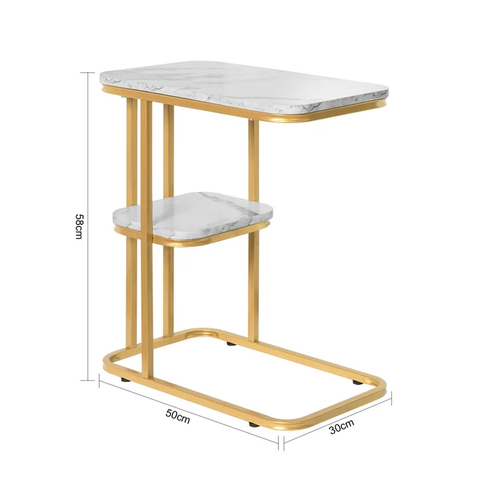 SoBuy | Beistelltisch | Pflegetisch mit goldenem Metallgestell | Couchtisch Sofa | FBT110-G
