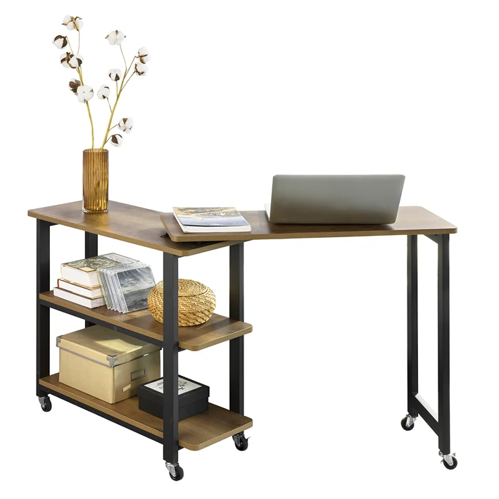 SoBuy | L-förmiger Beistelltisch | Couchtisch | Eckschreibtisch Industrie-Design | FWT83-PF