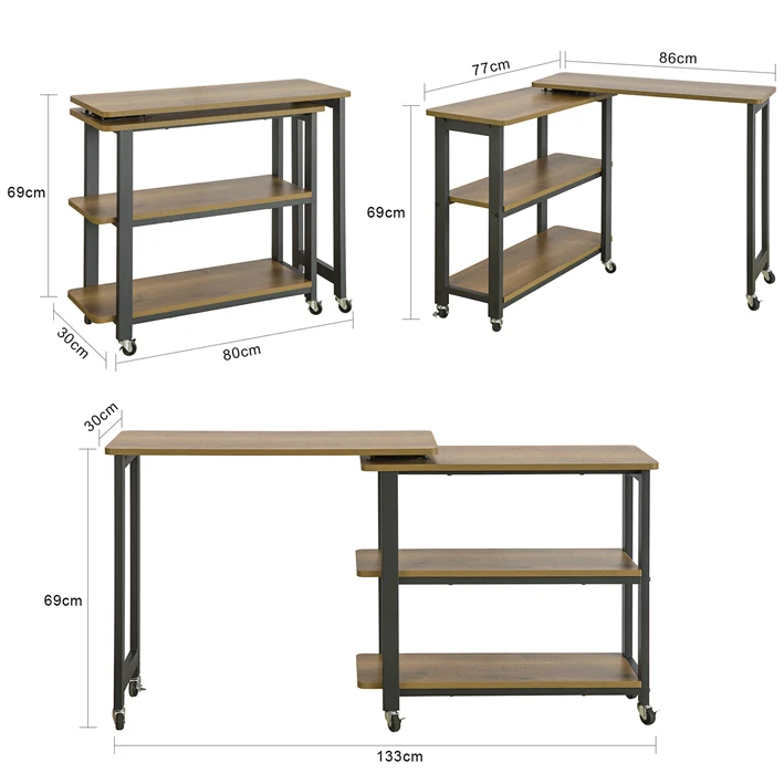 SoBuy | L-förmiger Beistelltisch | Couchtisch | Eckschreibtisch Industrie-Design | FWT83-PF