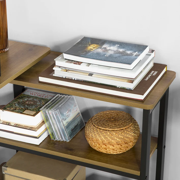 SoBuy | L-förmiger Beistelltisch | Couchtisch | Eckschreibtisch Industrie-Design | FWT83-PF