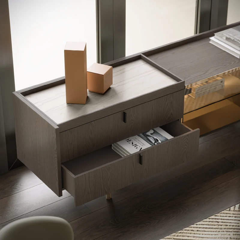 Evanyrouse Colline Glas 210 cm TV-Möbel mit Beleuchtung