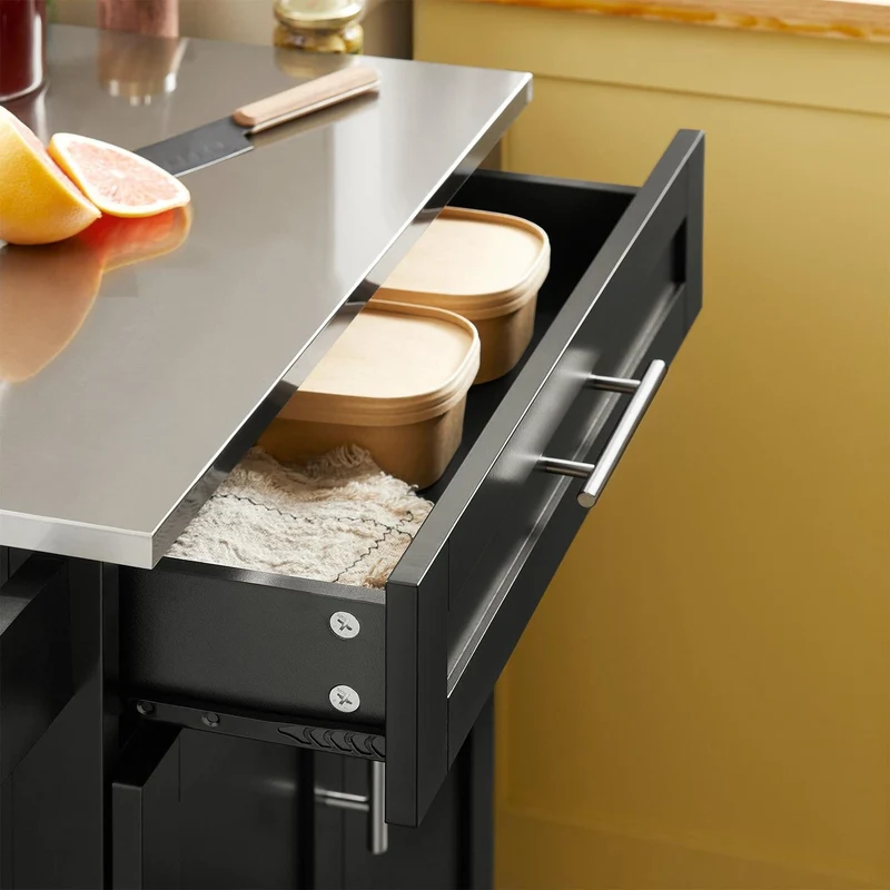 SoBuy Wózek kuchenny ze stalowym blatem FKW110-SCH