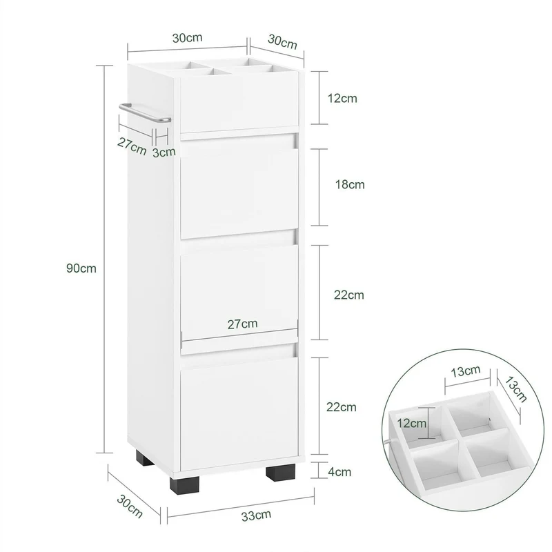 SoBuy Szafka łazienkowa z kołami BZR29-W