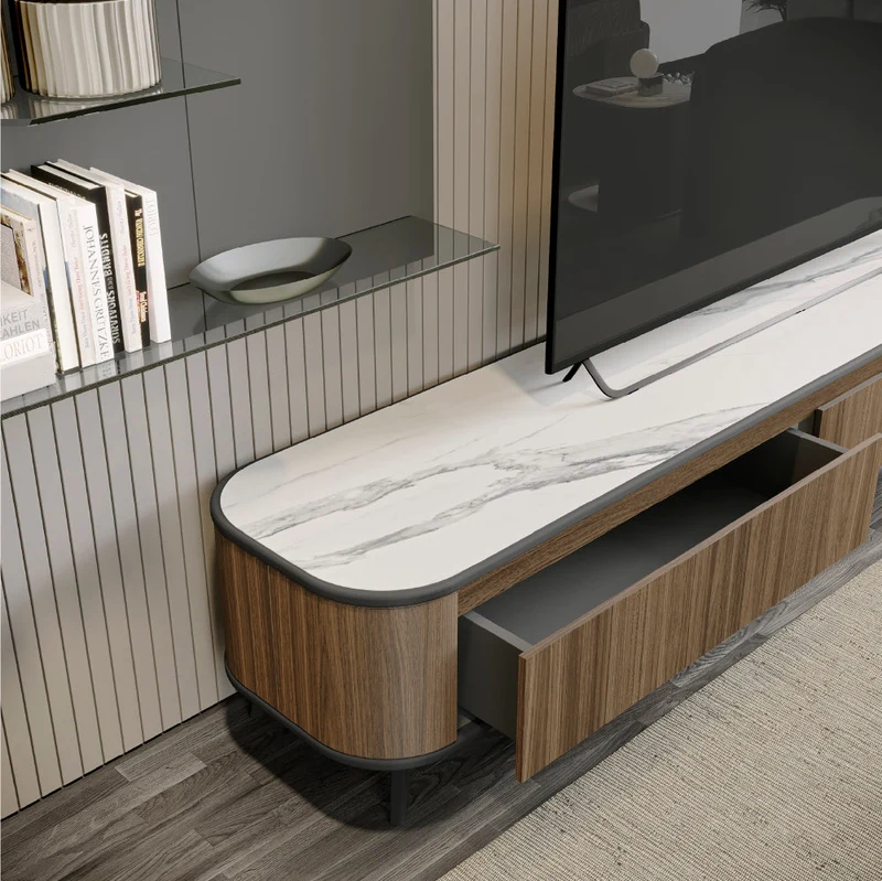 Evanyrouse Tepui TV-Möbel mit 2 Schubladen 220 cm mit Füßen