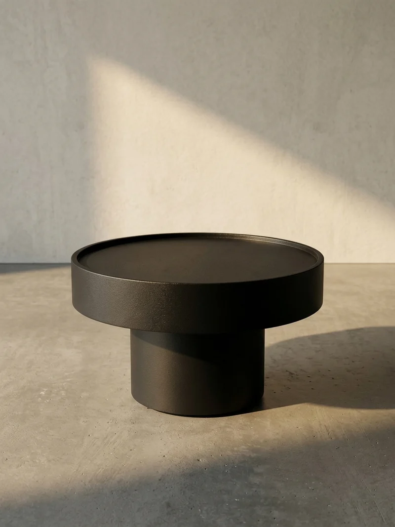 Couchtisch Schwarz Metall, Pilz-Design, Maße 60x60x36 cm