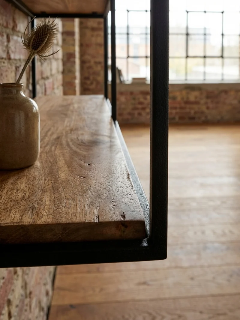 Wandregal Mango Massivholz Industrial Stil 60x40x18 cm