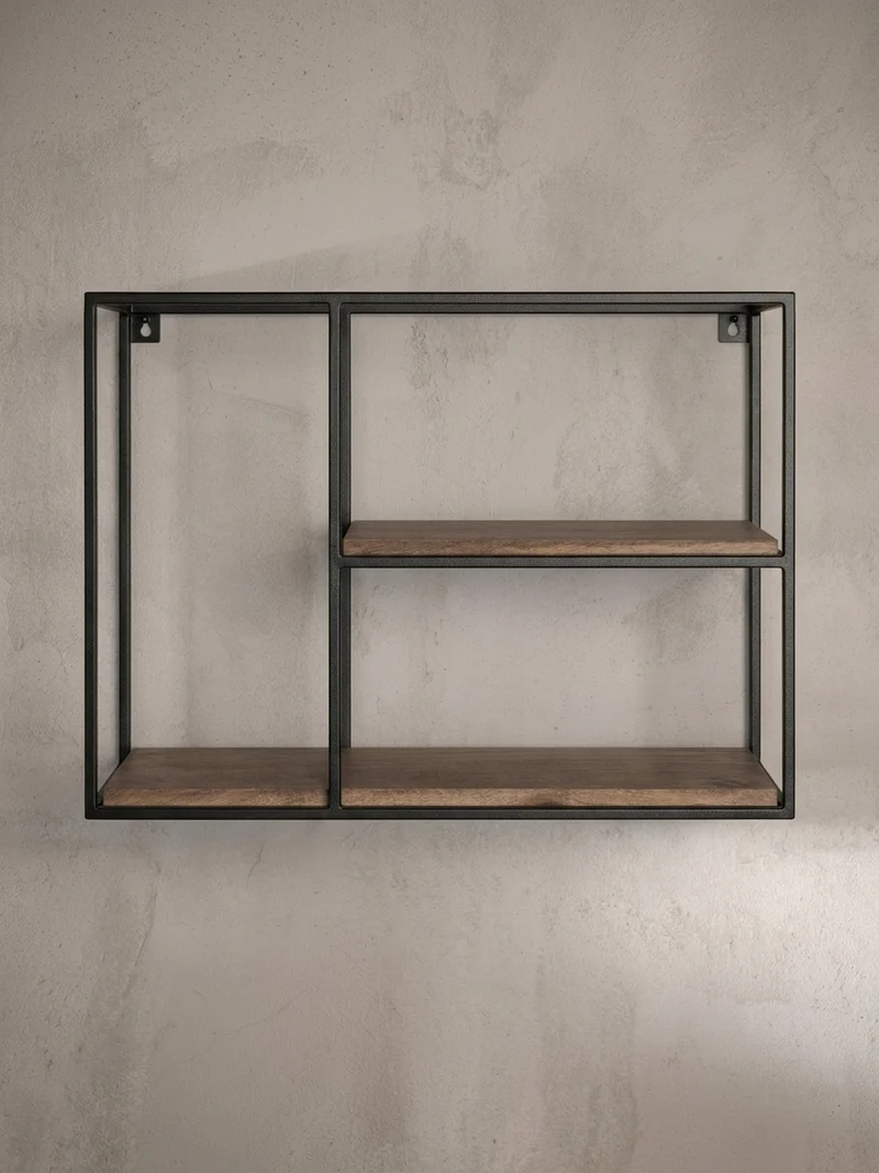 Wandregal Mango Massivholz Industrial Stil 60x40x18 cm