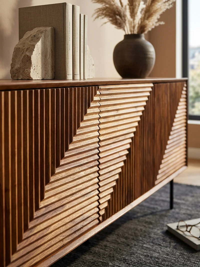 Sideboard – Massivholz/Metall, 148x72x40 cm, modern, 3 Türen