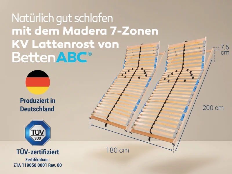 Betten-ABC Madera KV Lattenrost-Set Selbstmontage 180x200 cm