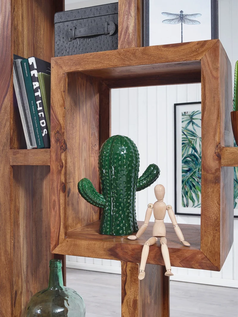 Bücherregal –, Naturholz, 90x180 cm, Landhausstil, mit Ablagefächern